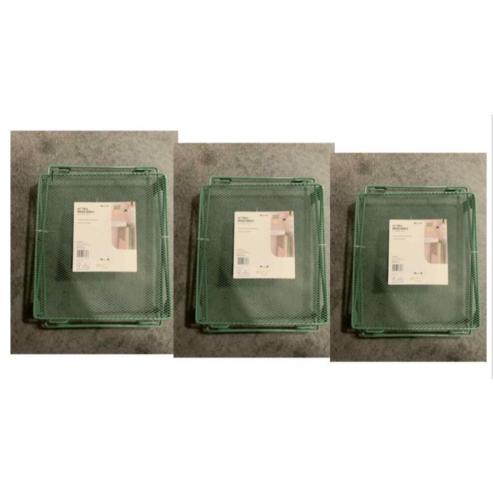 U Brands 3PK Mesh Locker Shelf Sage Green Size 12"
